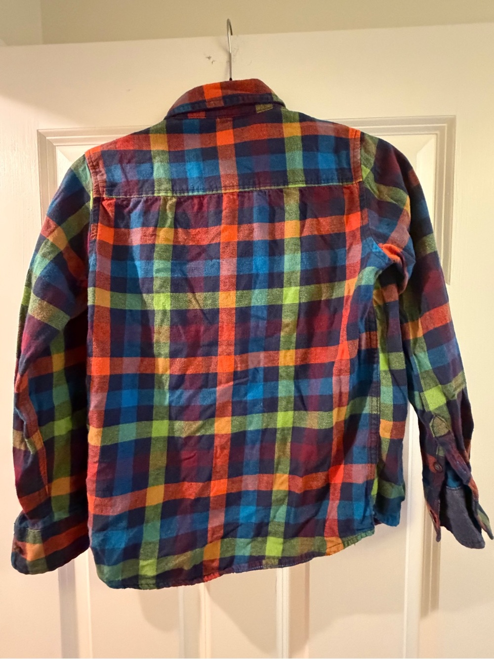 Lands' End Plaid Button-Down Shirt in Blue, Green, Orange - Picture 3 of 3